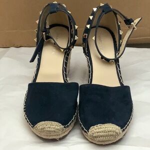 Navy Studded Marc Fisher Espadrille Wedges